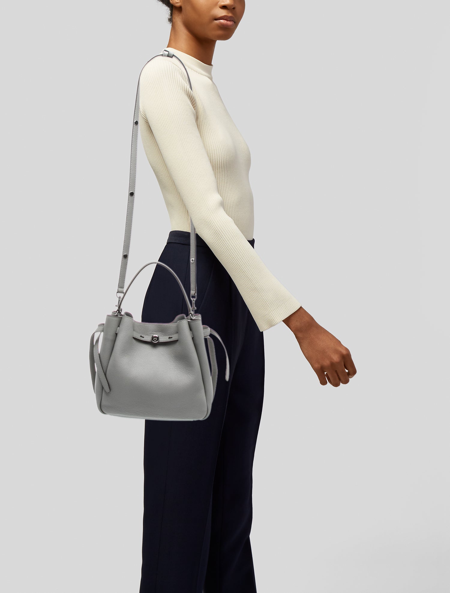 Tory Burch Leather Romy - Grey Handle Bags, Handbags - WTO822776