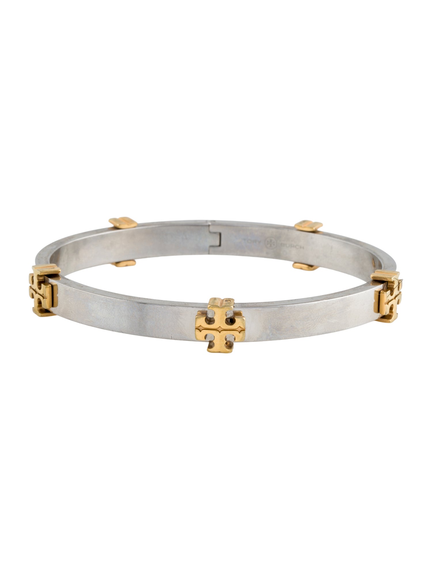 Tory Burch Two Tone Kira Hinge Bangle Bracelet