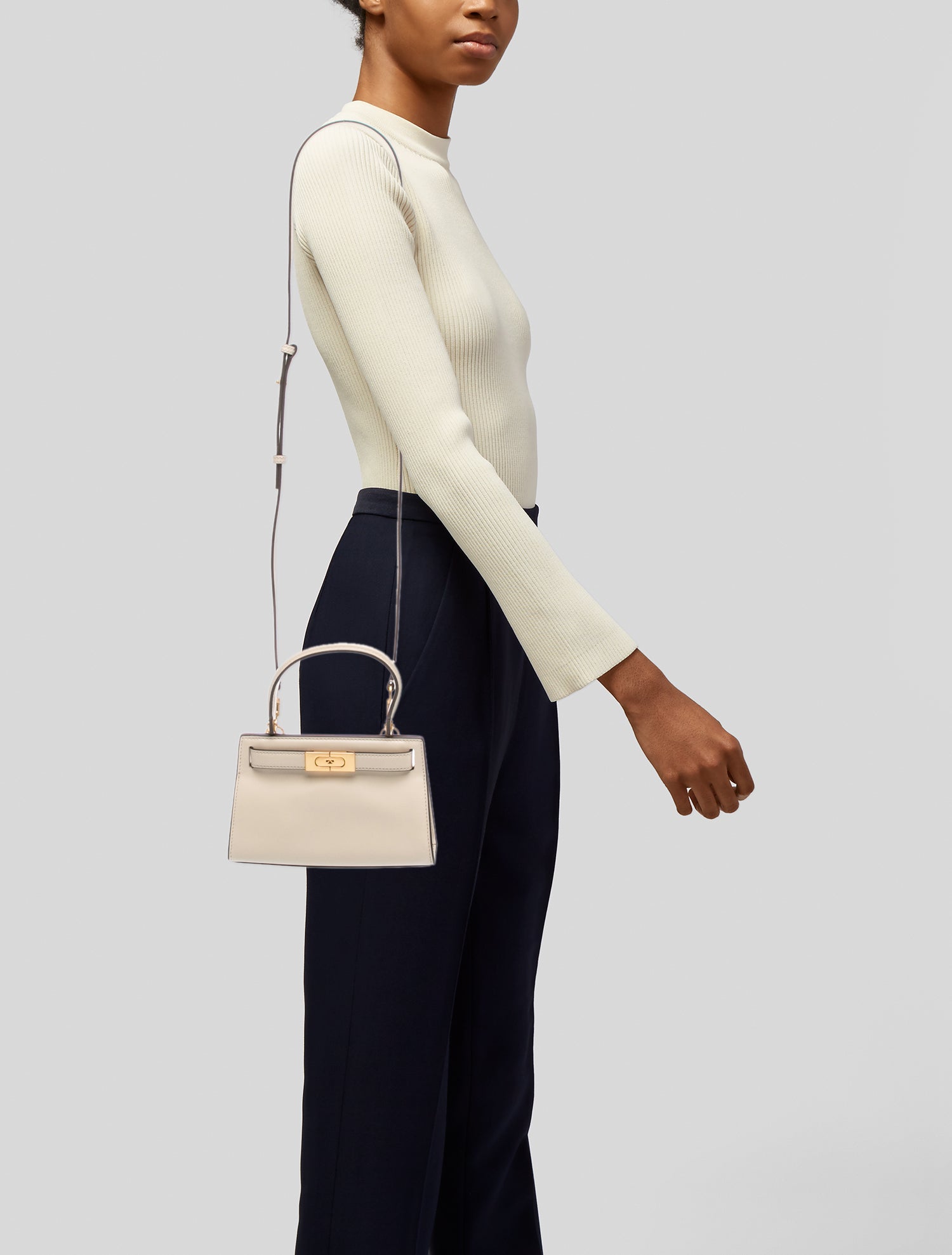 Tory Burch Leather Lee Radziwill Petite - Neutrals Handle Bags