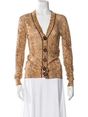 Pre-owned Tory Burch Linen Animal Print Sweater In Brown