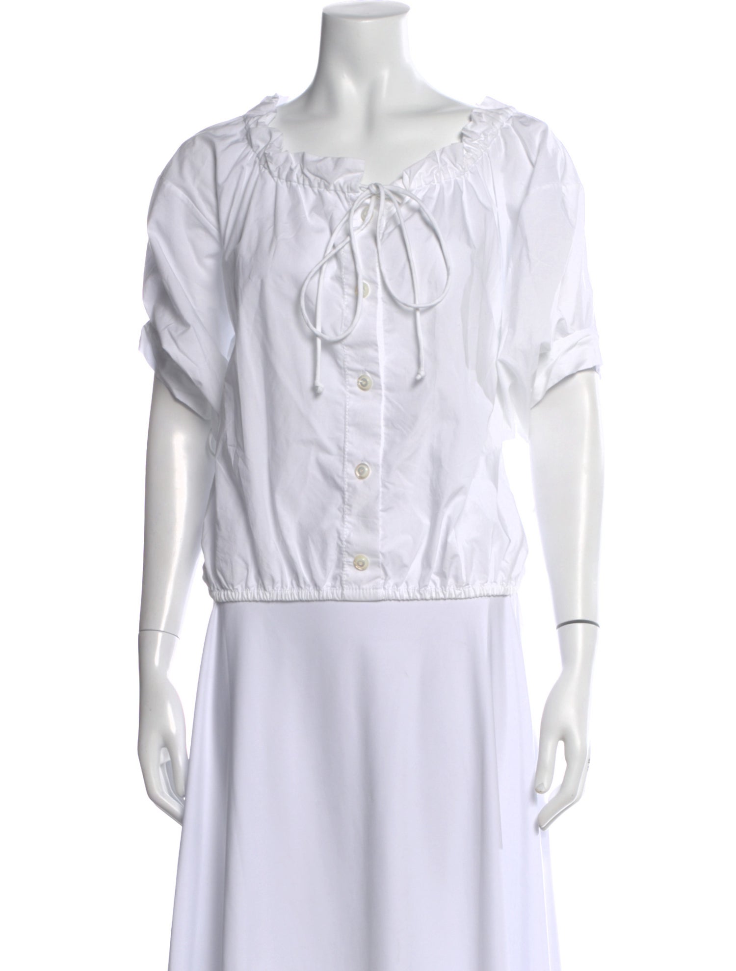 Tory Burch Tie Neck Short Sleeve Blouse