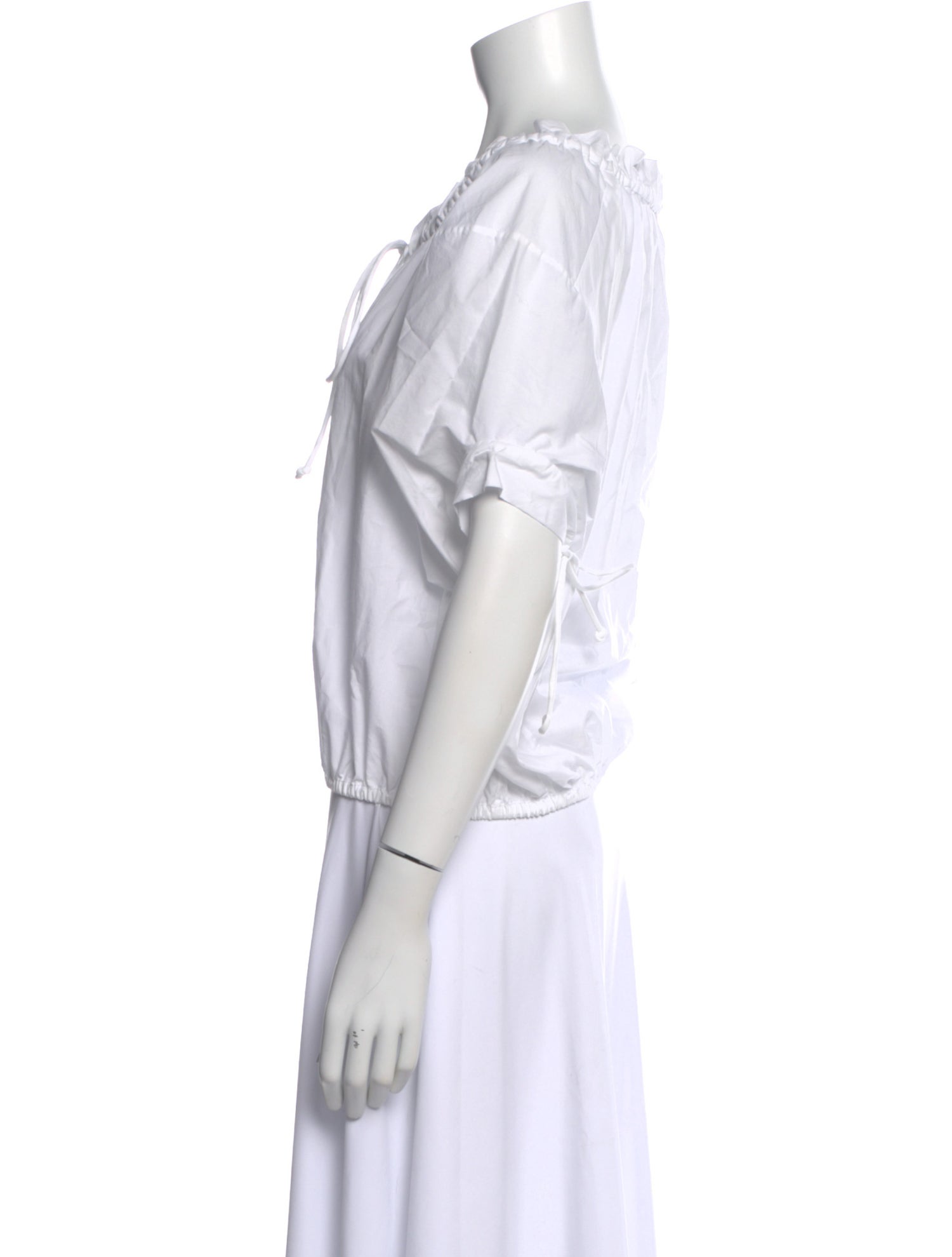 Tory Burch Tie Neck Short Sleeve Blouse