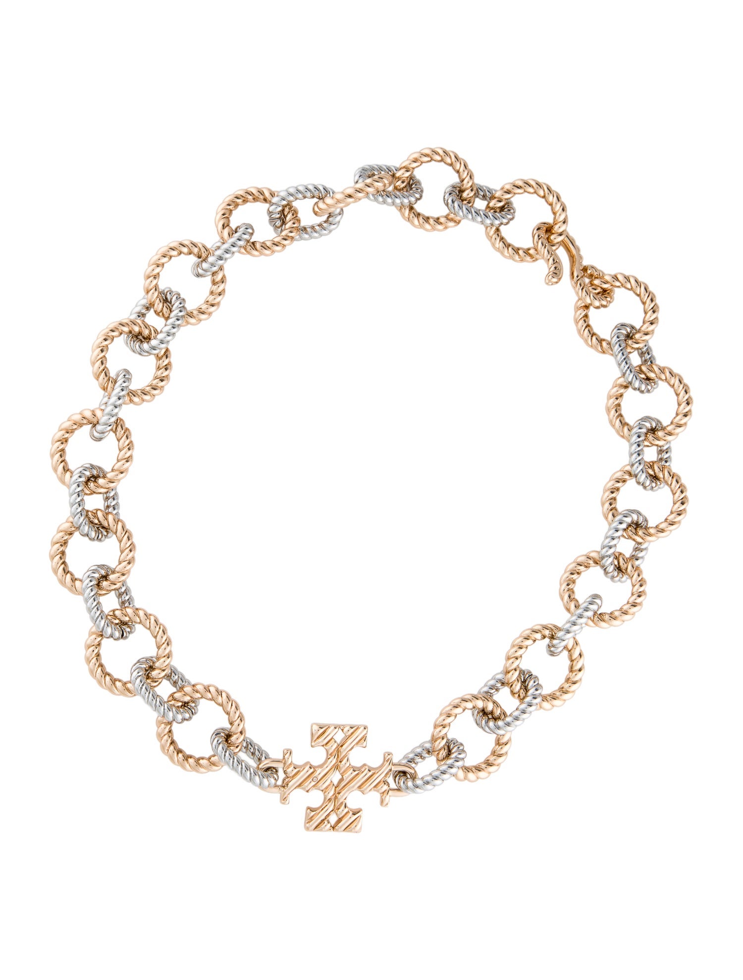 Tory Burch Crystal Textured Rope Chain Necklace