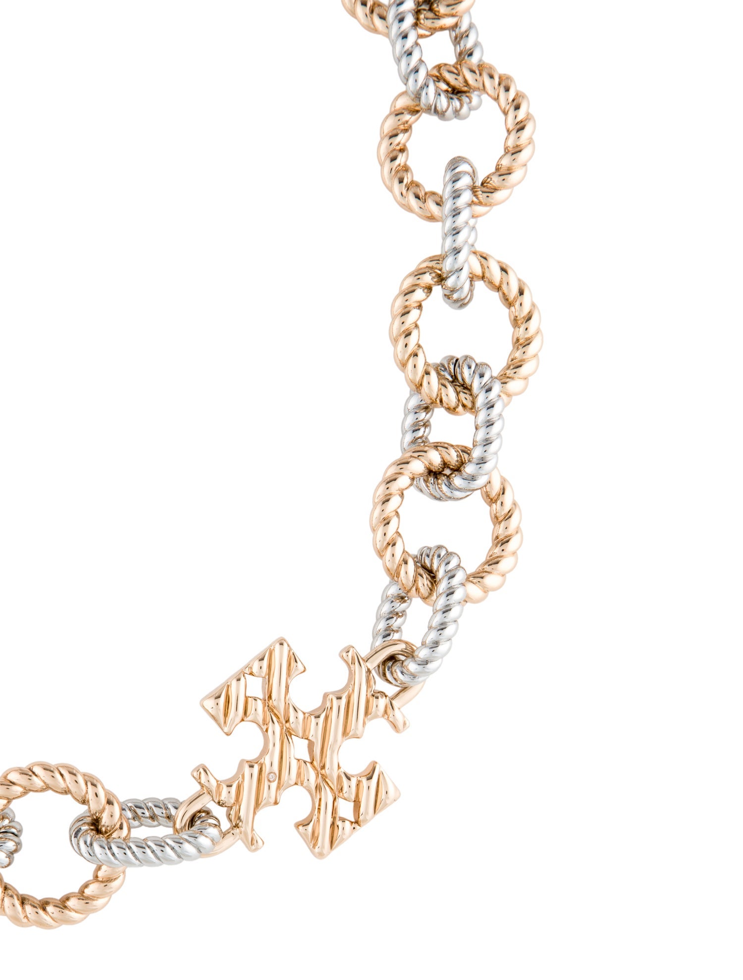 Tory Burch Crystal Textured Rope Chain Necklace