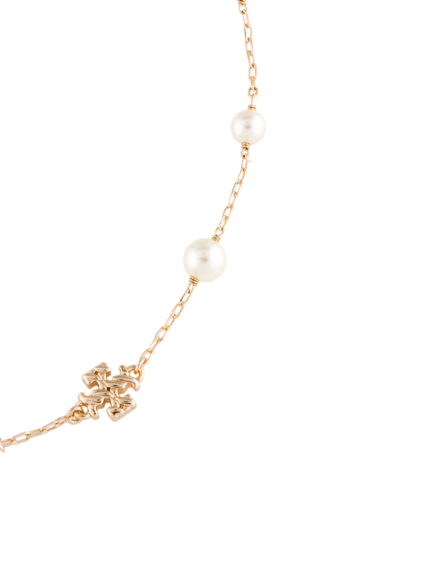 Tory Burch Faux Pearl Bead Station Choker Necklace