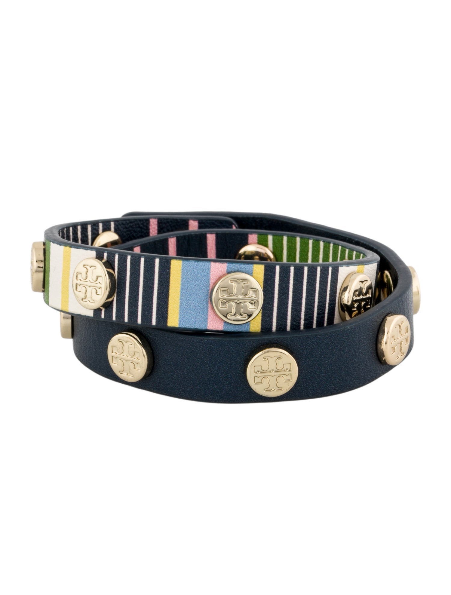 Tory Burch Leather Stud Double Wrap Bracelet