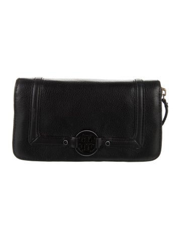 Pre-owned Tory Burch Leather Coin Pouch In Black