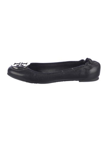 Pre-owned Tory Burch Leather Ballet Flats In Black