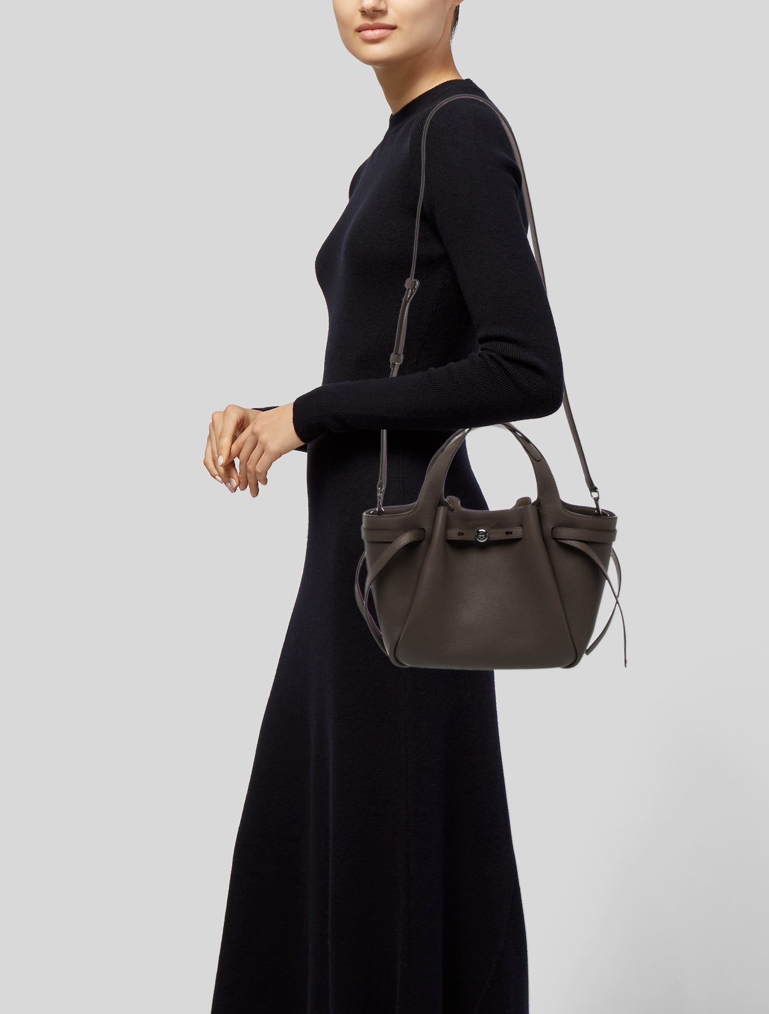 Tory Burch Suede Lee Radziwill Double Bag - Neutrals Handle Bags