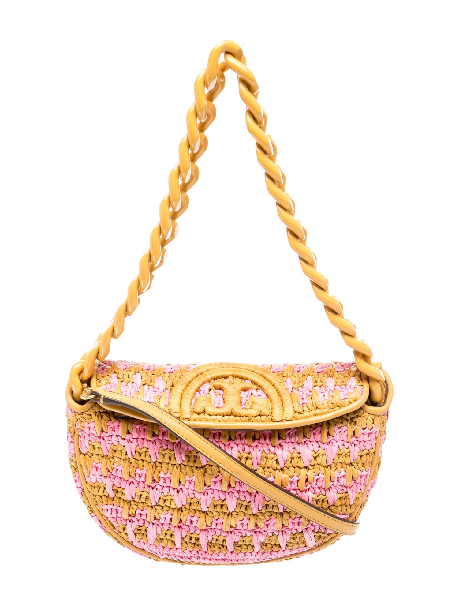 Tory Burch Raffia Shoulder Bag - Pink Shoulder Bags, Handbags