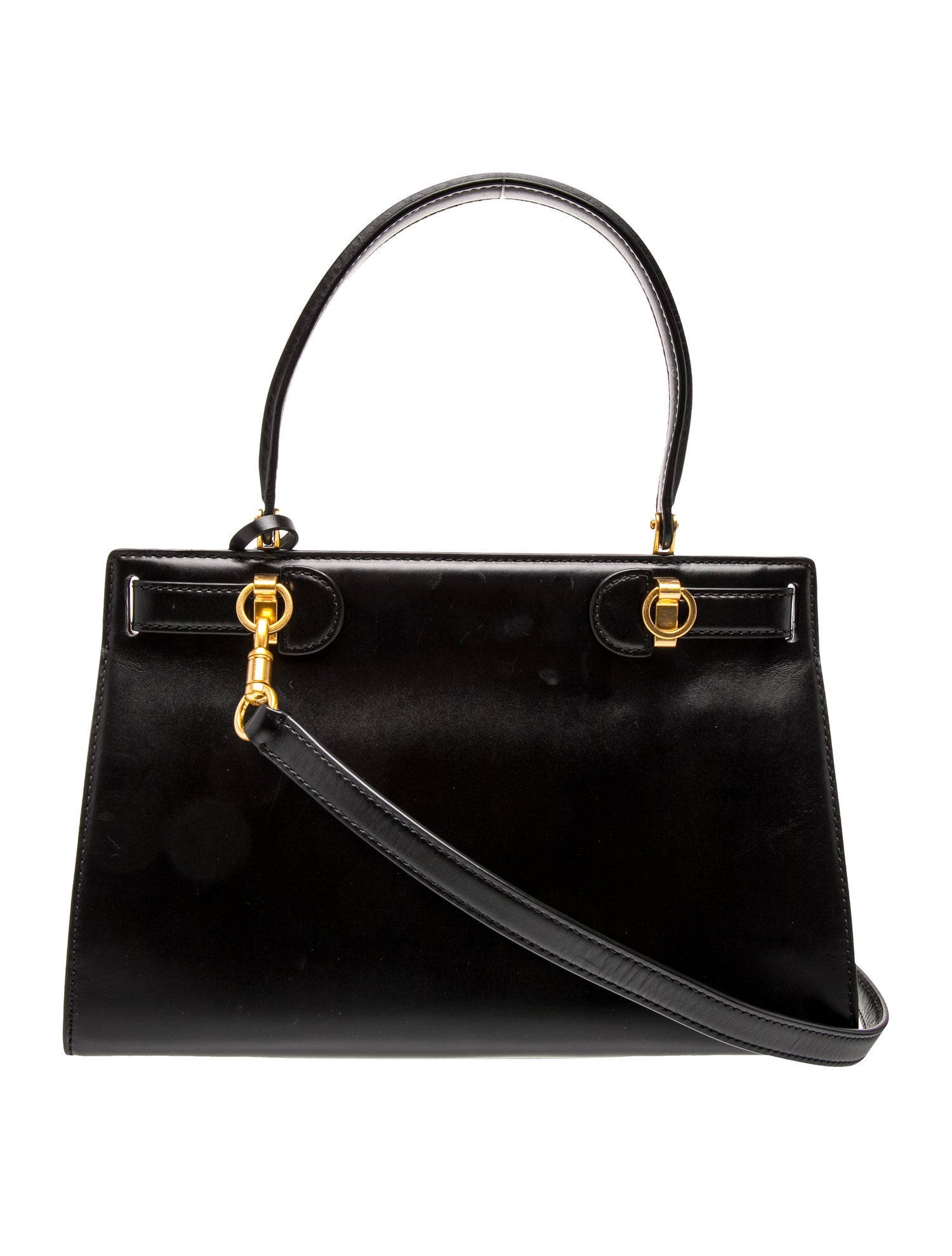 Tory Burch Leather Top Handle Bag - Black Handle Bags, Handbags