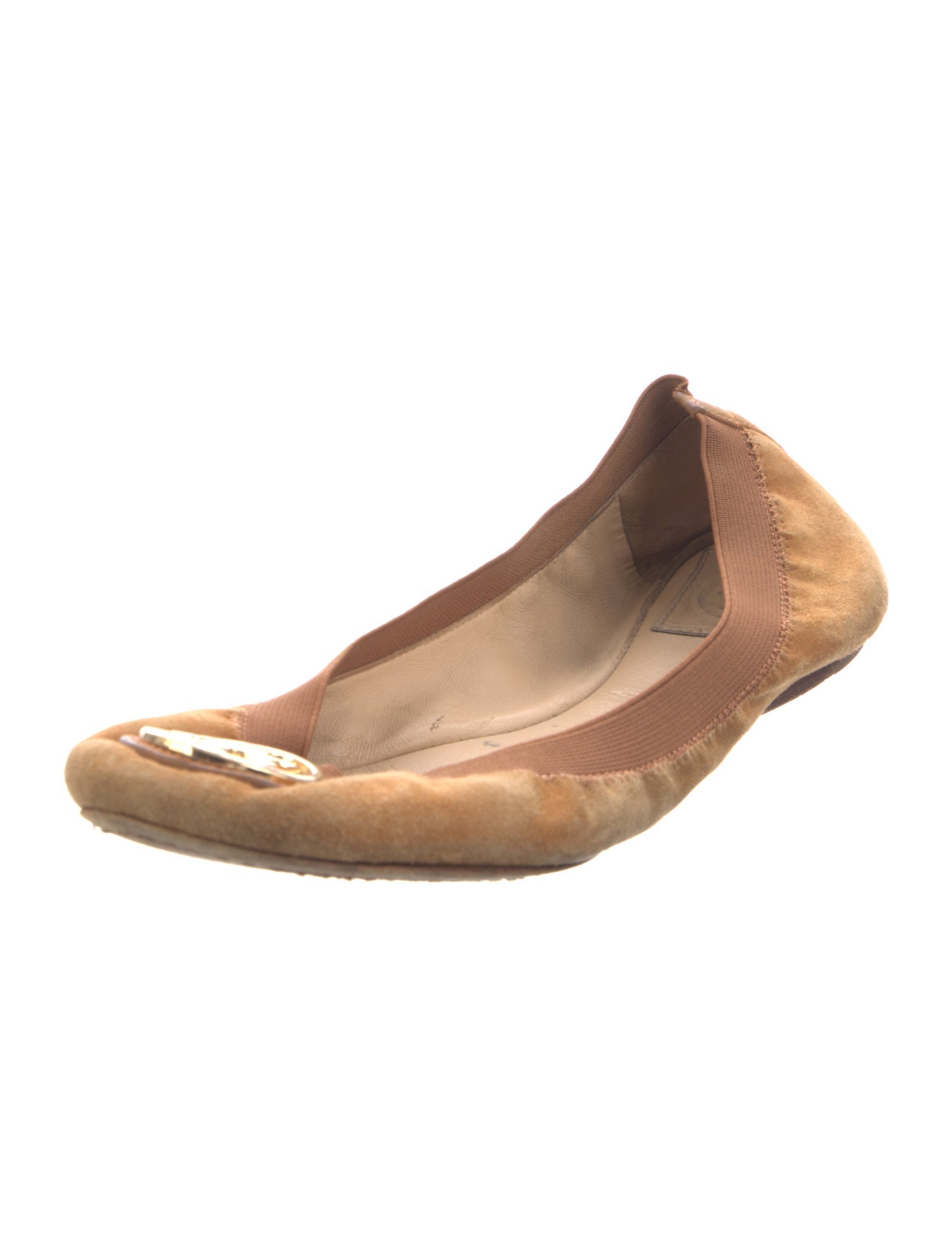 Tory Burch Signature Logo Suede Ballet Flats
