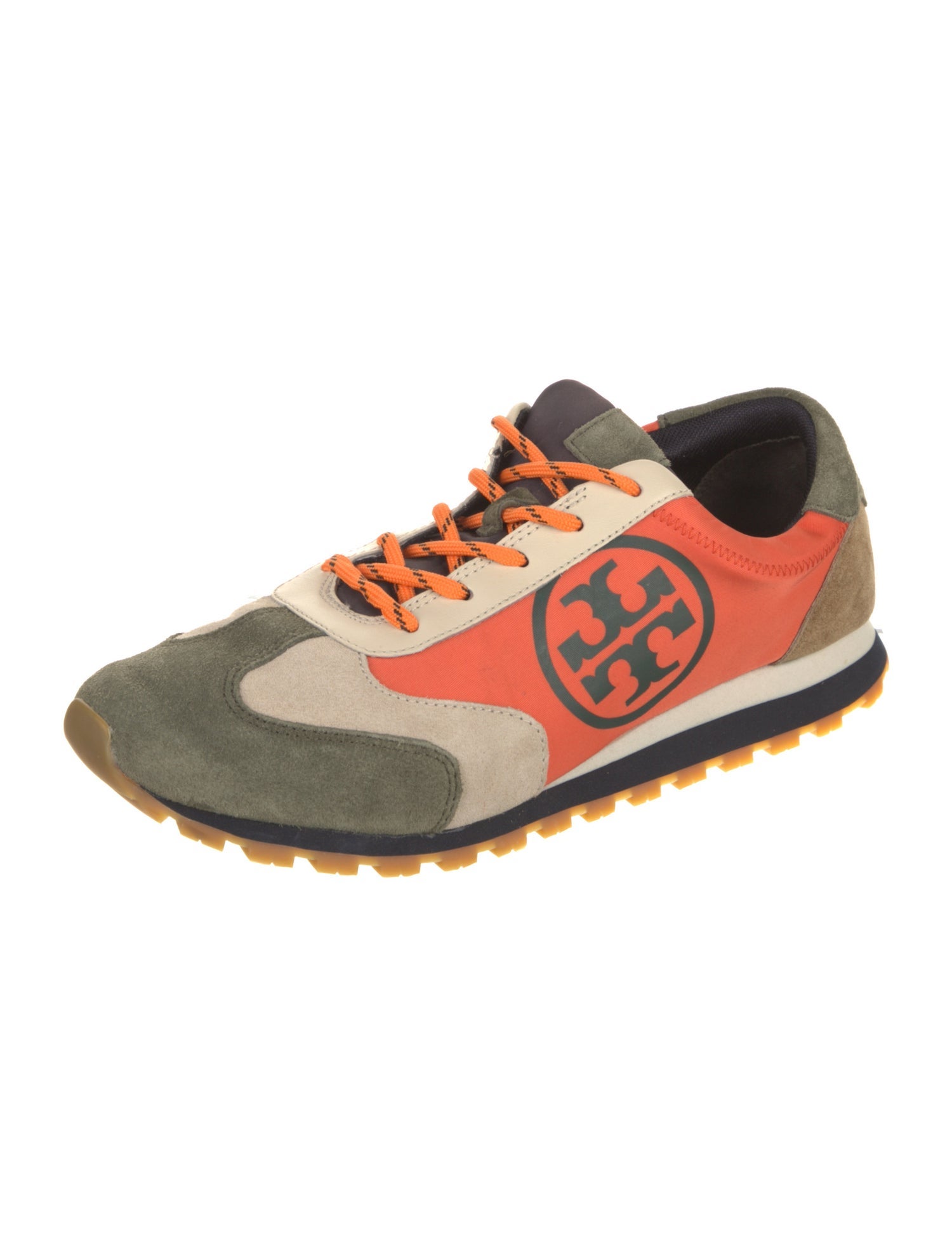 Tory Burch Suede Colorblock Pattern Sneakers