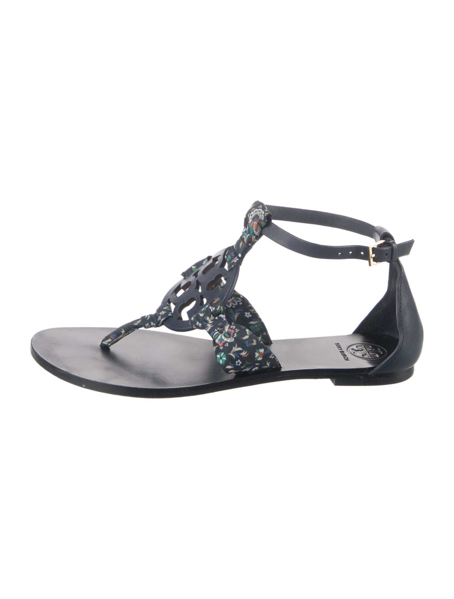 Tory Burch Leather Floral Print Sandals