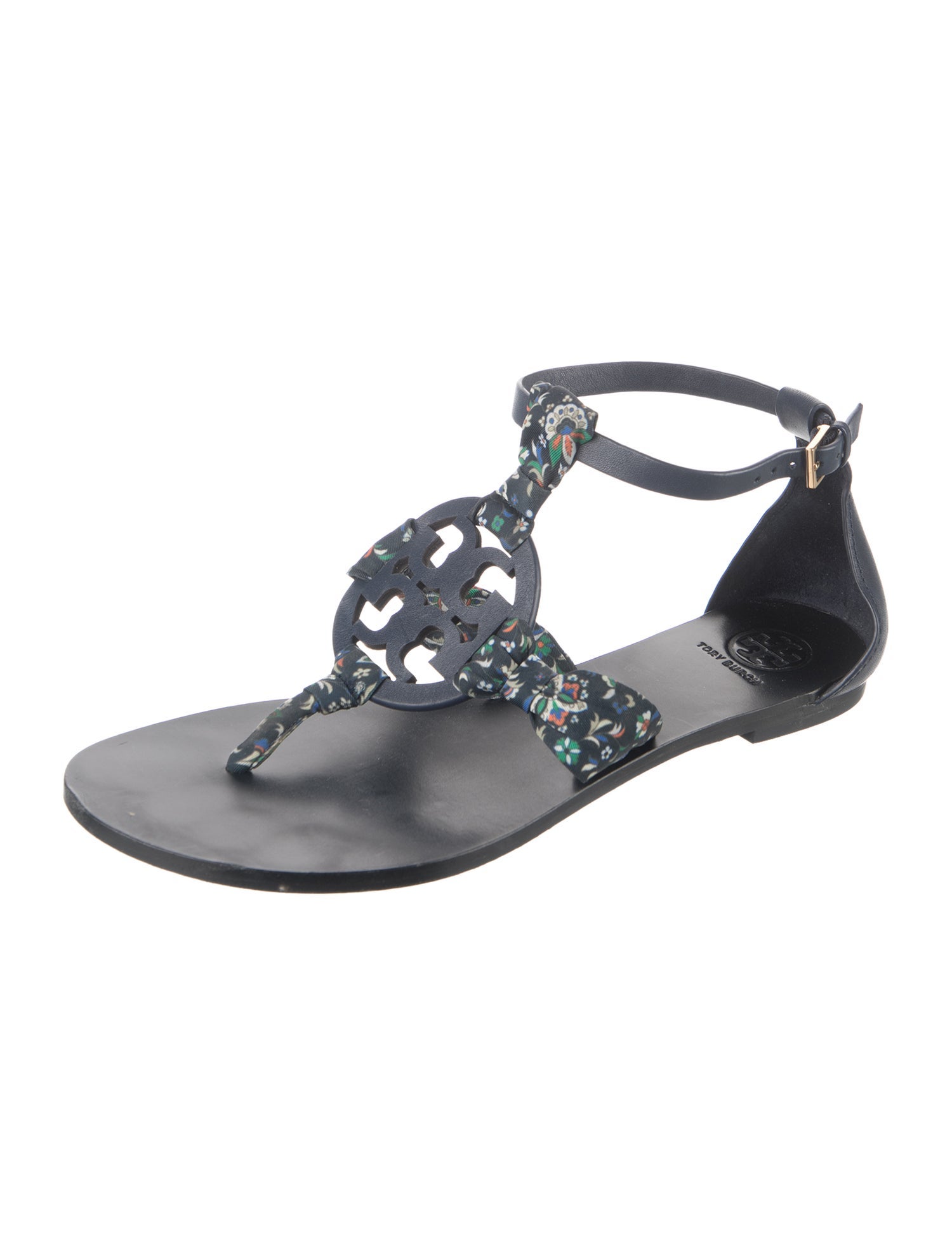 Tory Burch Leather Floral Print Sandals