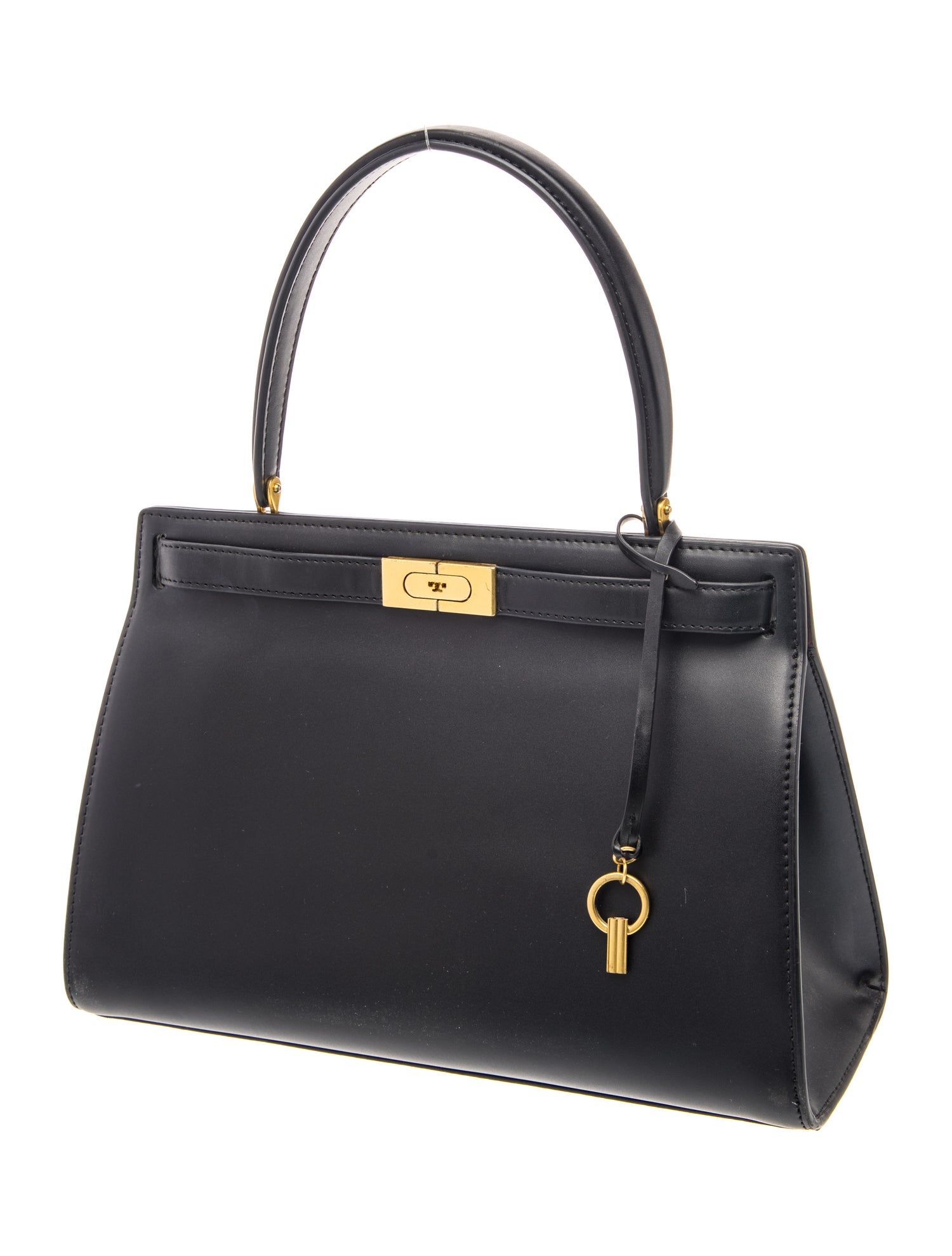 Tory Burch Leather Top Handle Bag - Black Handle Bags, Handbags