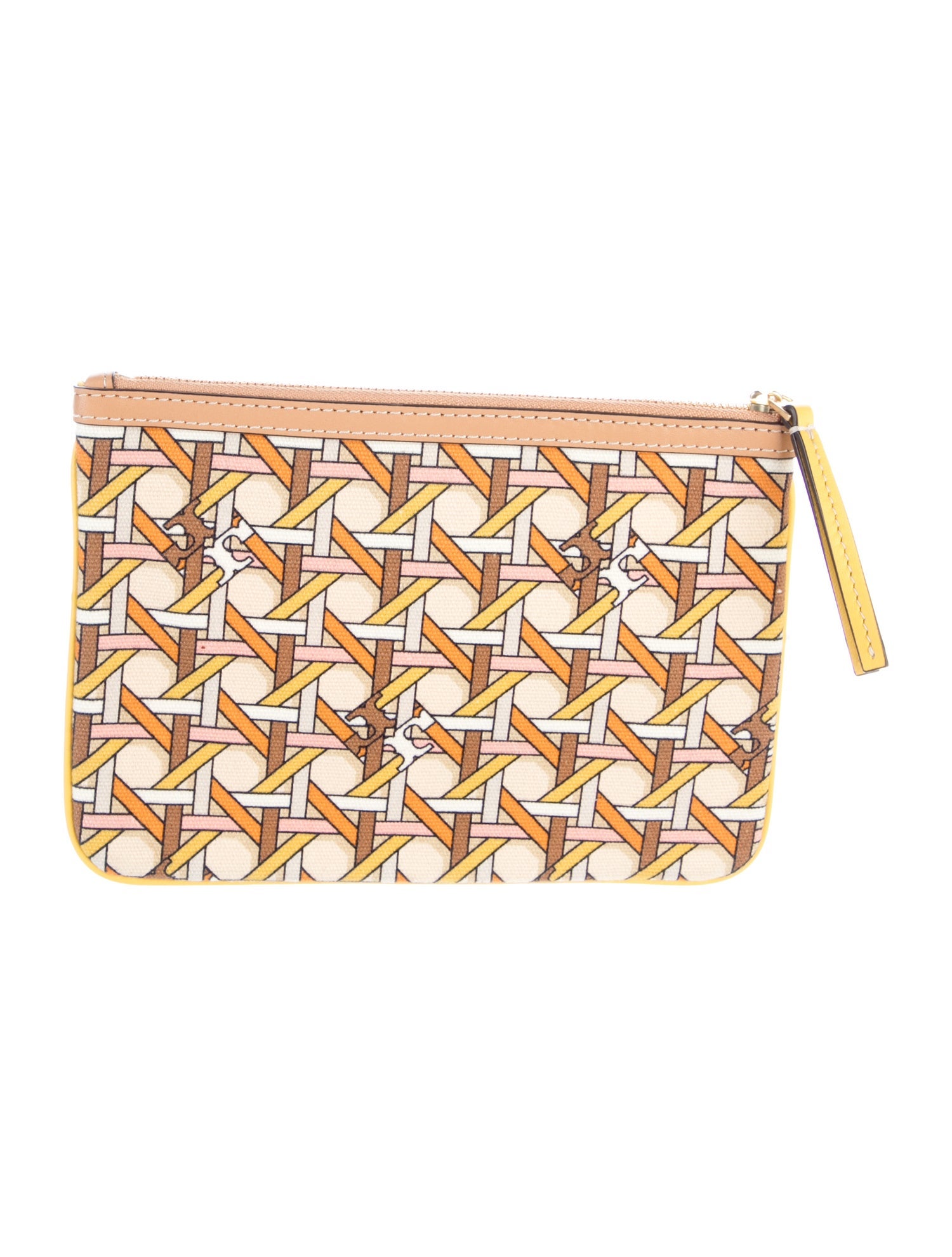 Tory Burch Printed Zip Pouch with Leather Trim