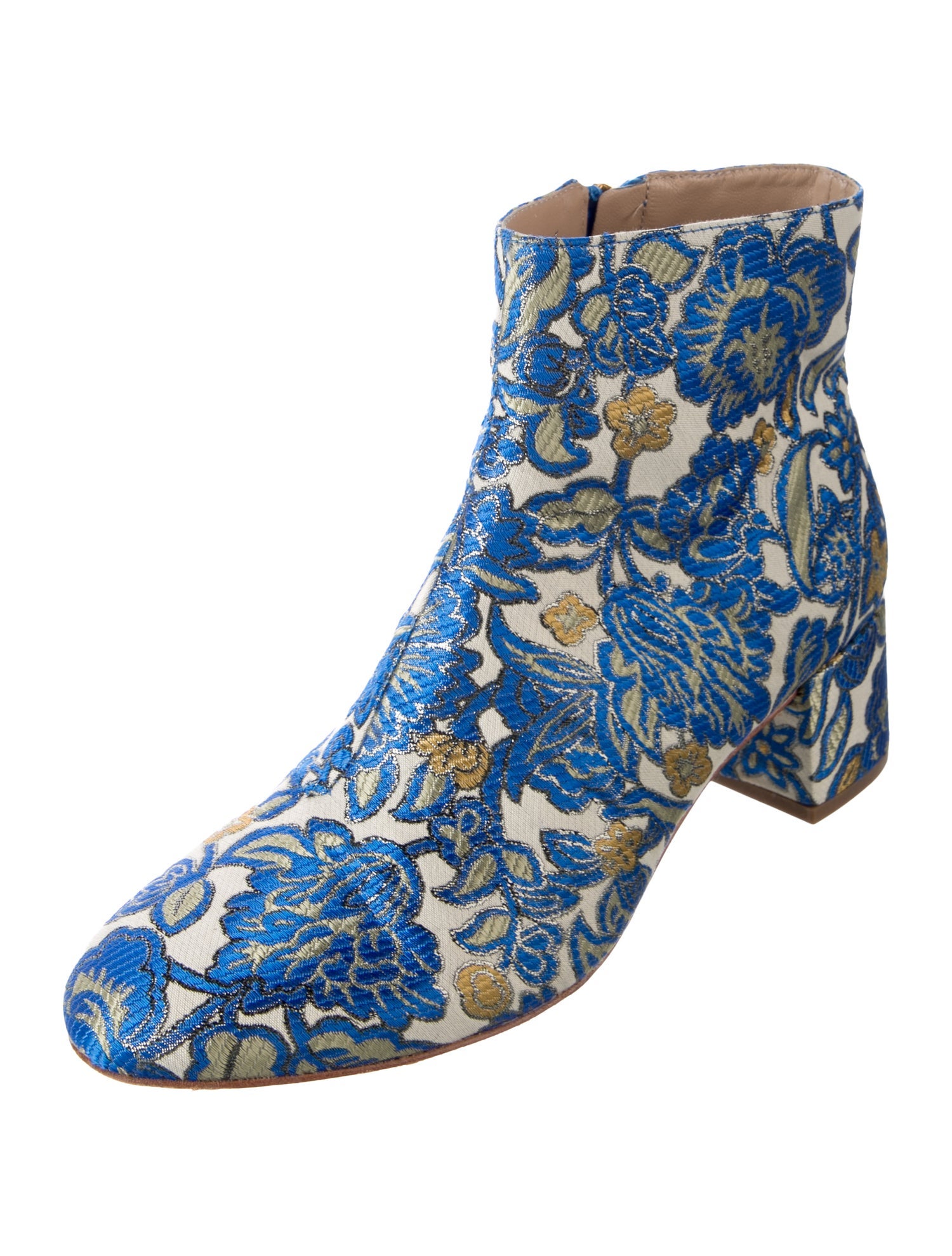Tory Burch Floral Print Embroidered Accent Boots