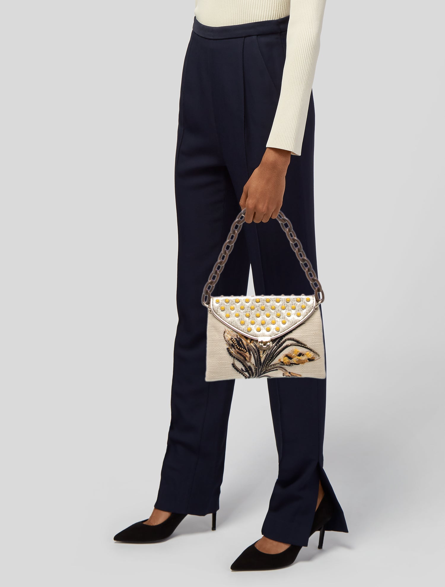Tory Burch Small Lee Radziwill Needlepoint Bag - Neutrals Handle