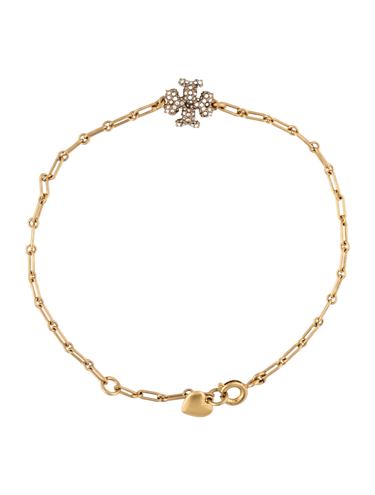 Tory Burch Crystal Logo Charm Bracelet