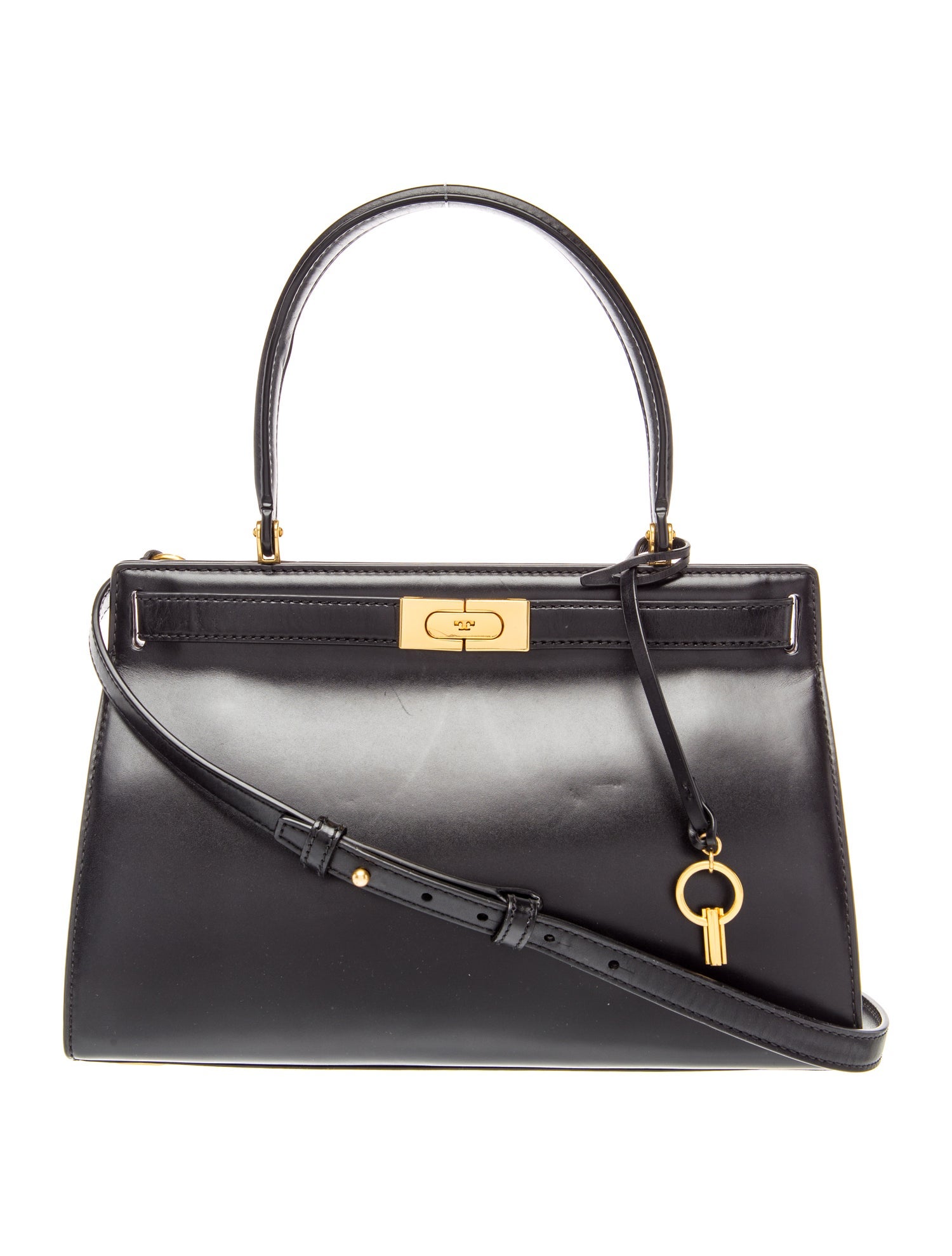 Tory Burch Leather Top Handle Bag - Black Handle Bags, Handbags