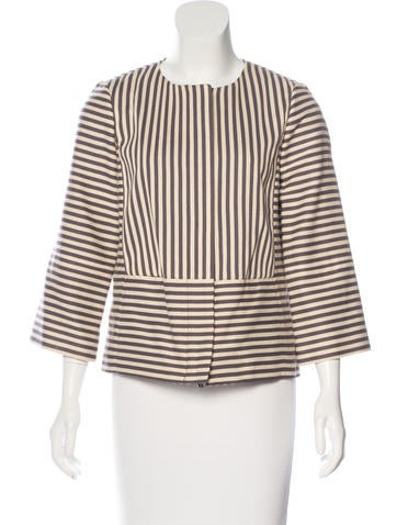 Tory Burch Striped Collarless Jacket