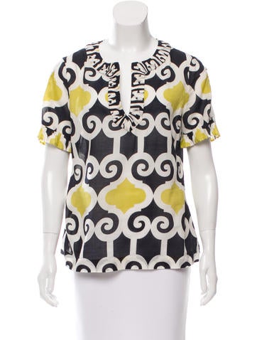 Tory Burch Abstract Print Sheer Top