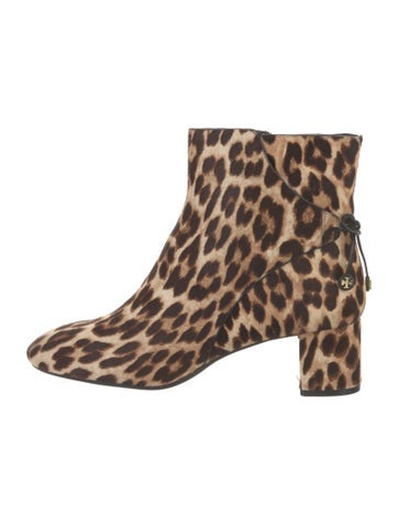 Pre-owned Tory Burch Ponyhair Animal Print Boots In Neutrals