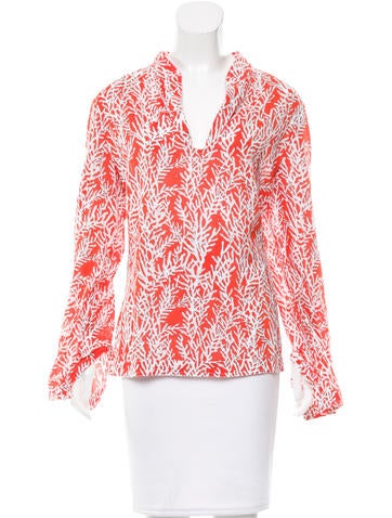 Tory Burch Abstract Print Embellished Top
