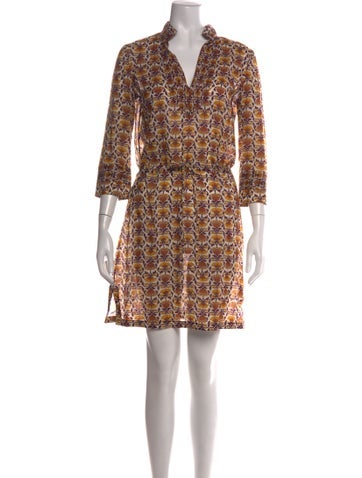 Pre-owned Tory Burch Floral Print Mini Dress In White