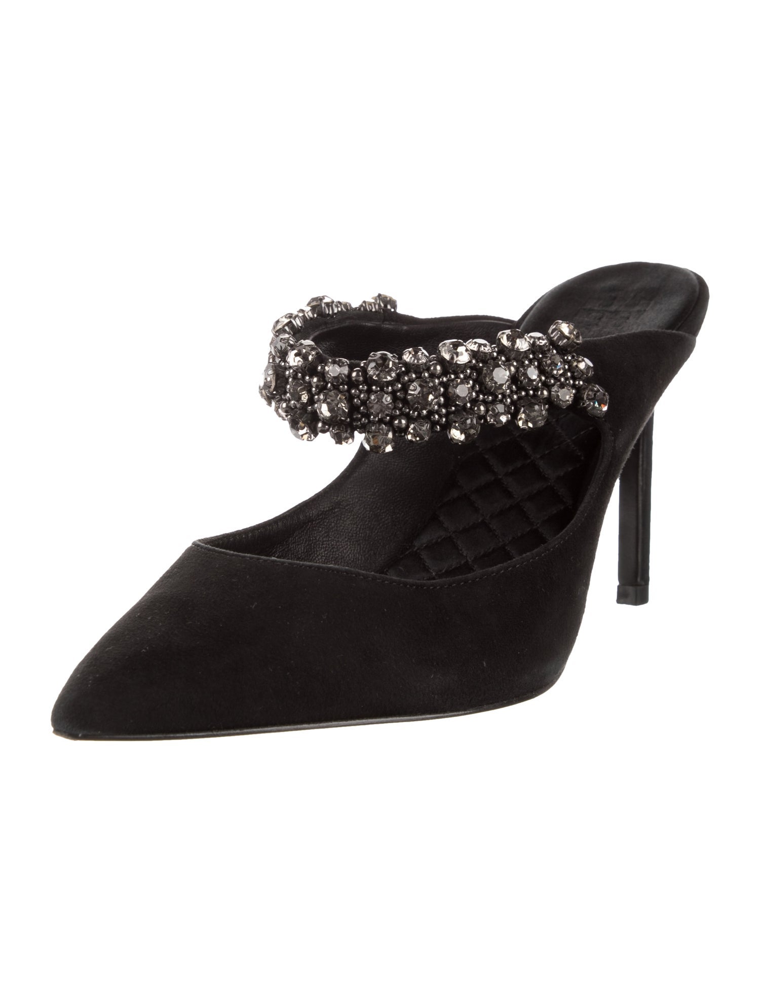 Tory Burch Suede Crystal Embellishments Mules