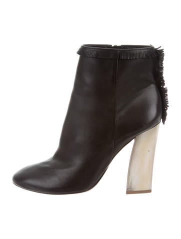 Tory Burch Leather Fringe-Trimmed Ankle Boots
