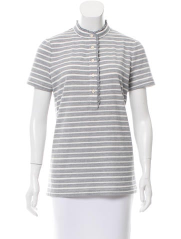 Tory Burch Short Sleeve Ruffle-Trimmed Top
