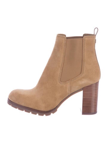 Tory Burch Suede Round-Toe Ankle Boots