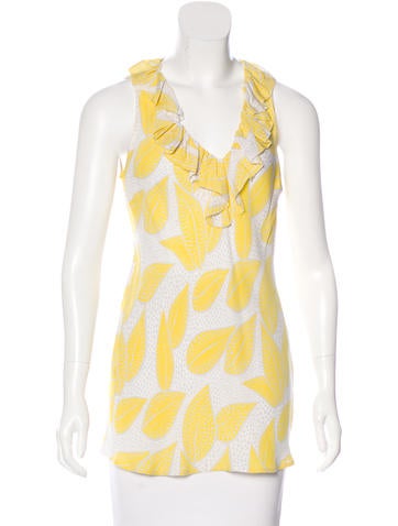 Tory Burch Silk Leaf Print Top