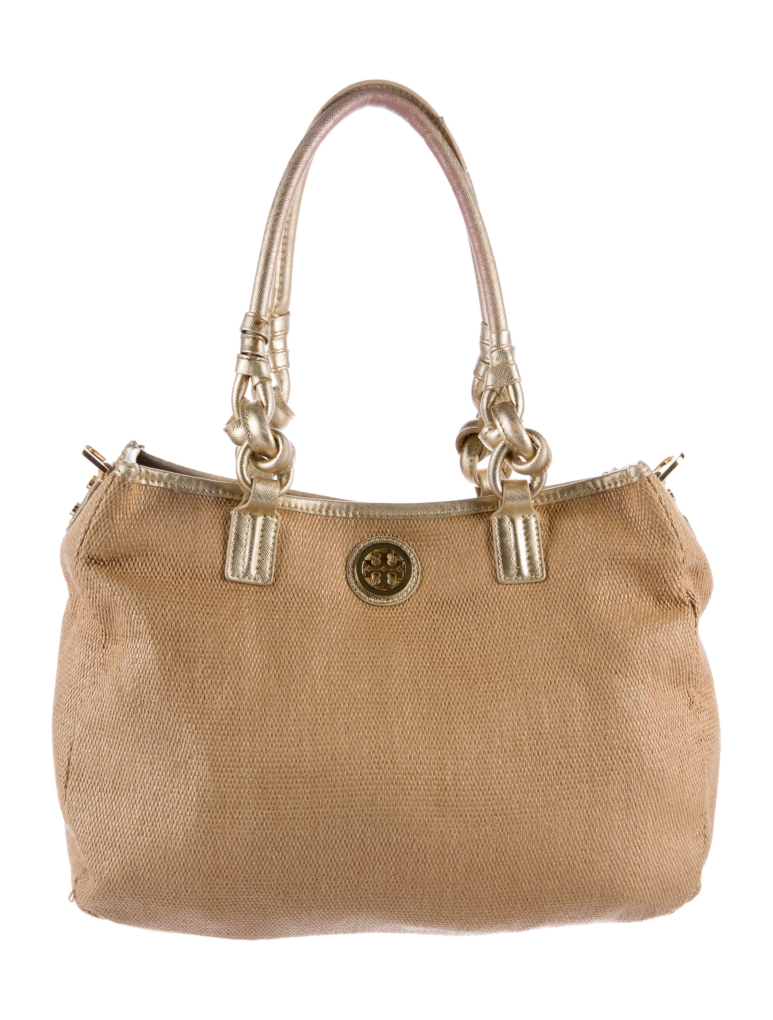 Tory Burch MetallicTrimmed Straw Satchel Handbags WTO95356 The RealReal