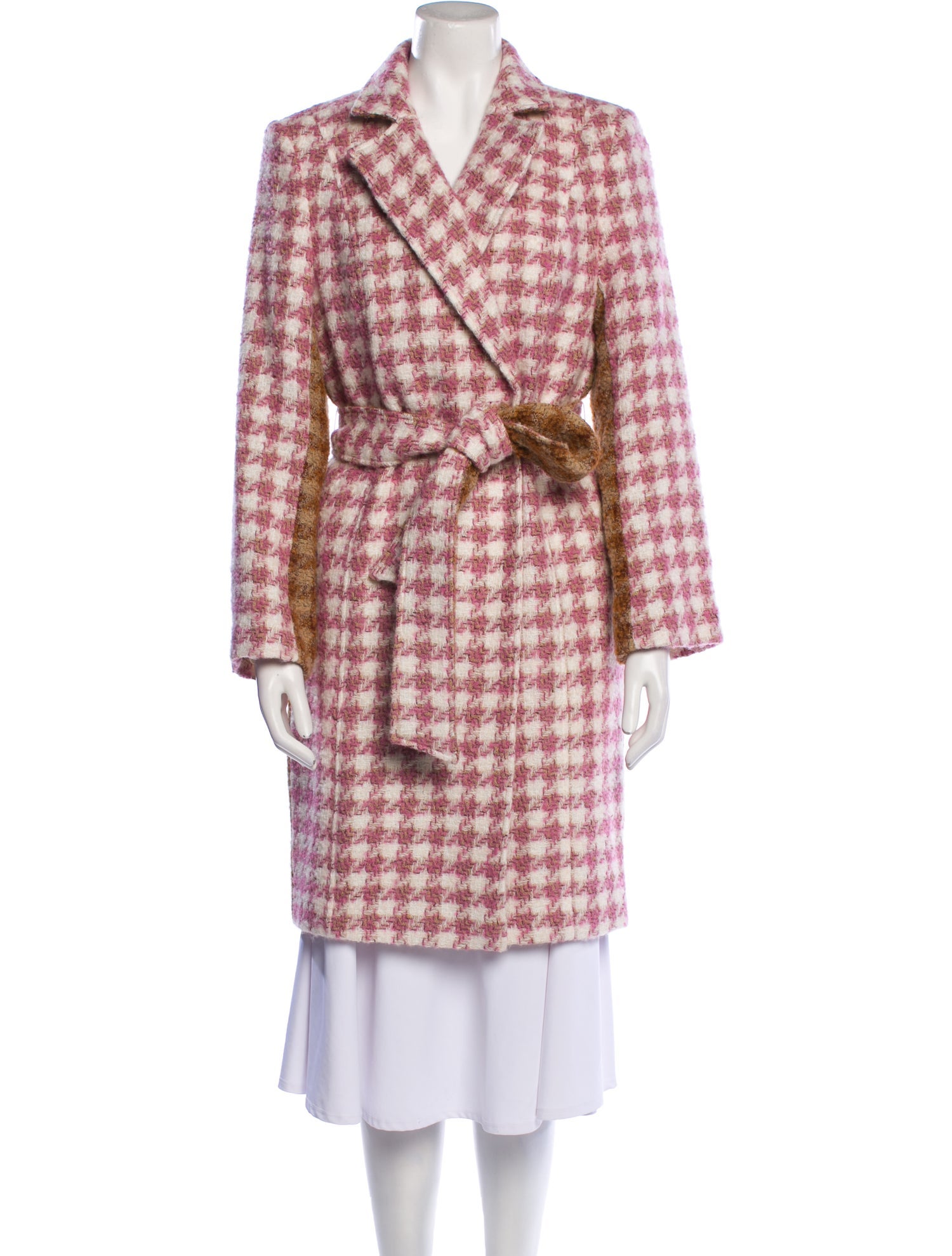 Toccin Wool Plaid Print Trench Coat