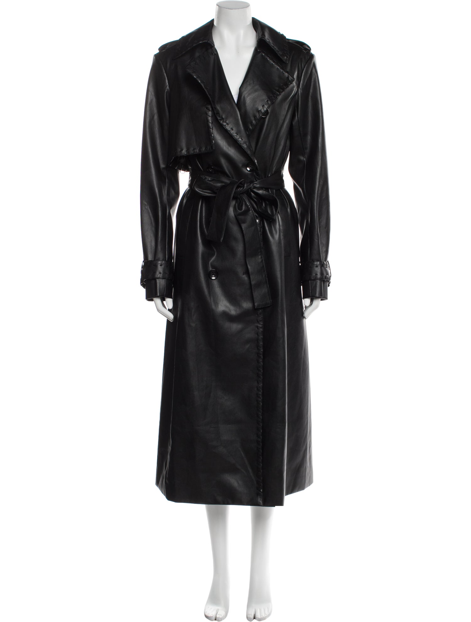 Toccin Faux Leather Trench Coat
