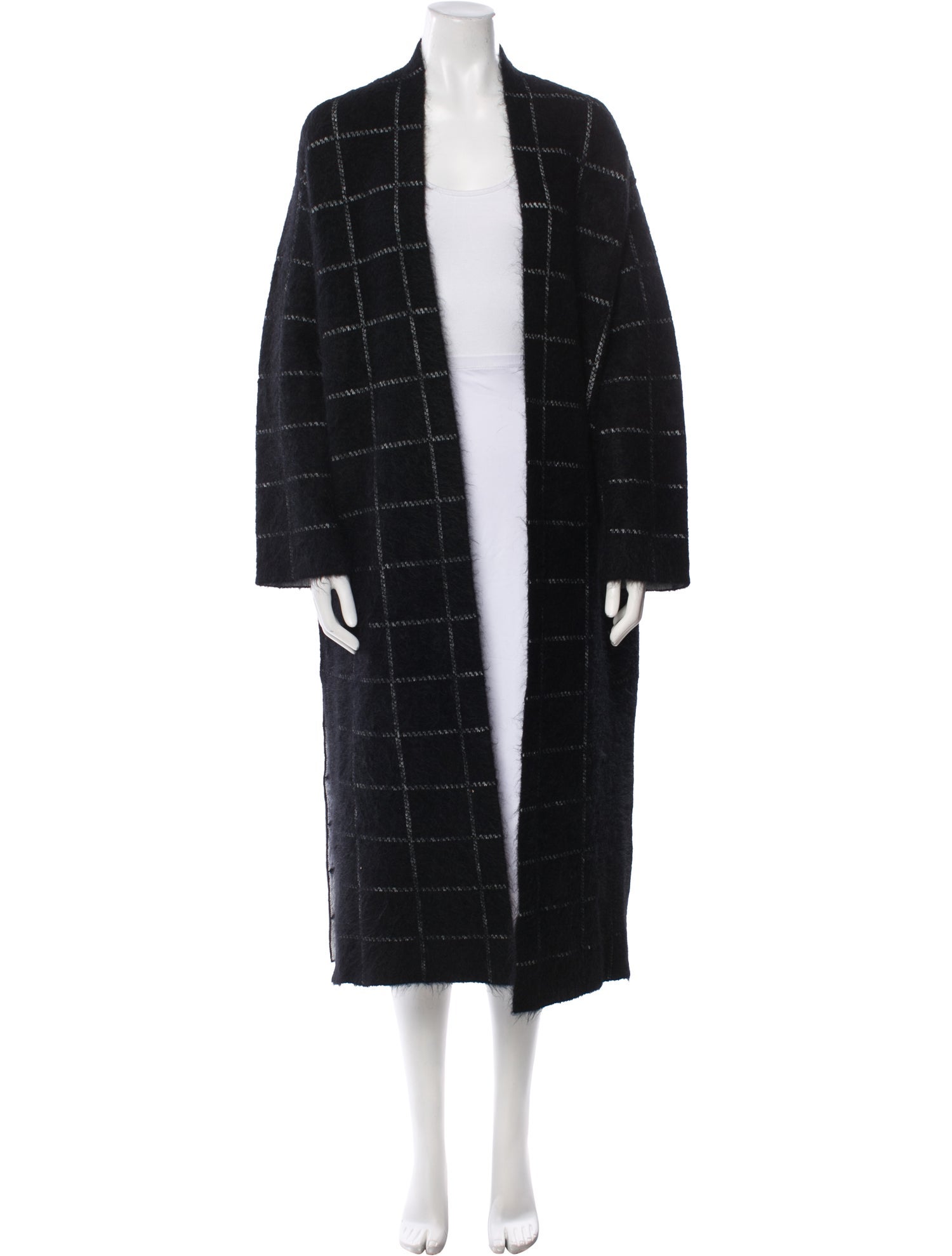 Toccin Plaid Print Open Front Sweater