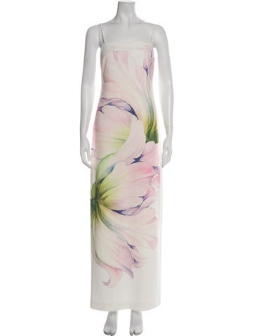 Pre-owned Toccin Floral Print Long Dress W/ Tags In Pink