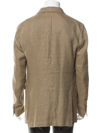 Todd Snyder Linen Houndstooth Print Peacoat