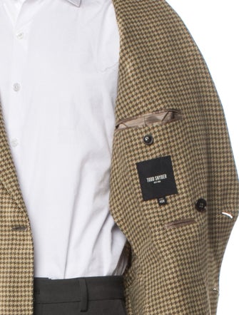 Todd Snyder Linen Houndstooth Print Peacoat