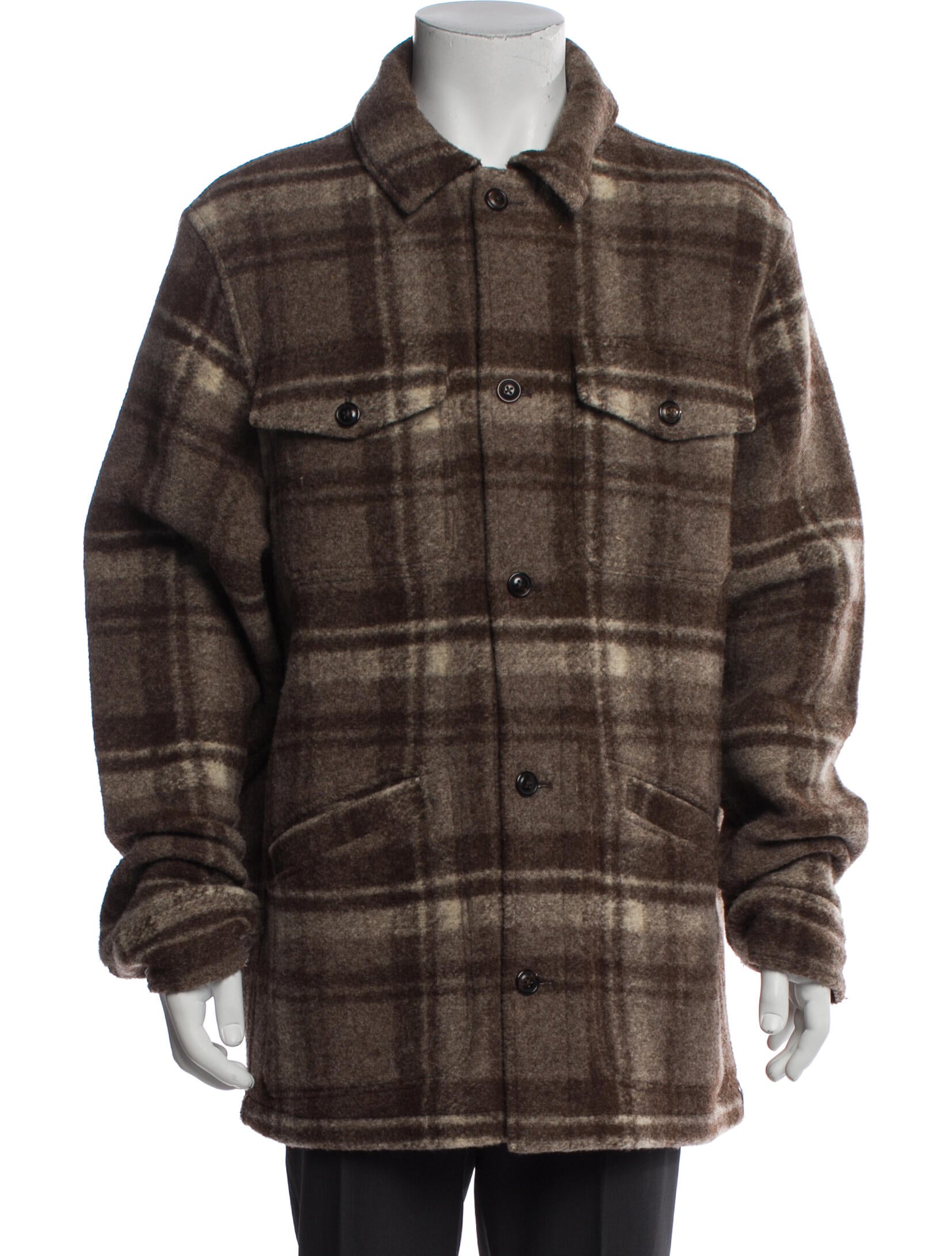 Todd Snyder Virgin Wool Plaid Print Puffer Coat