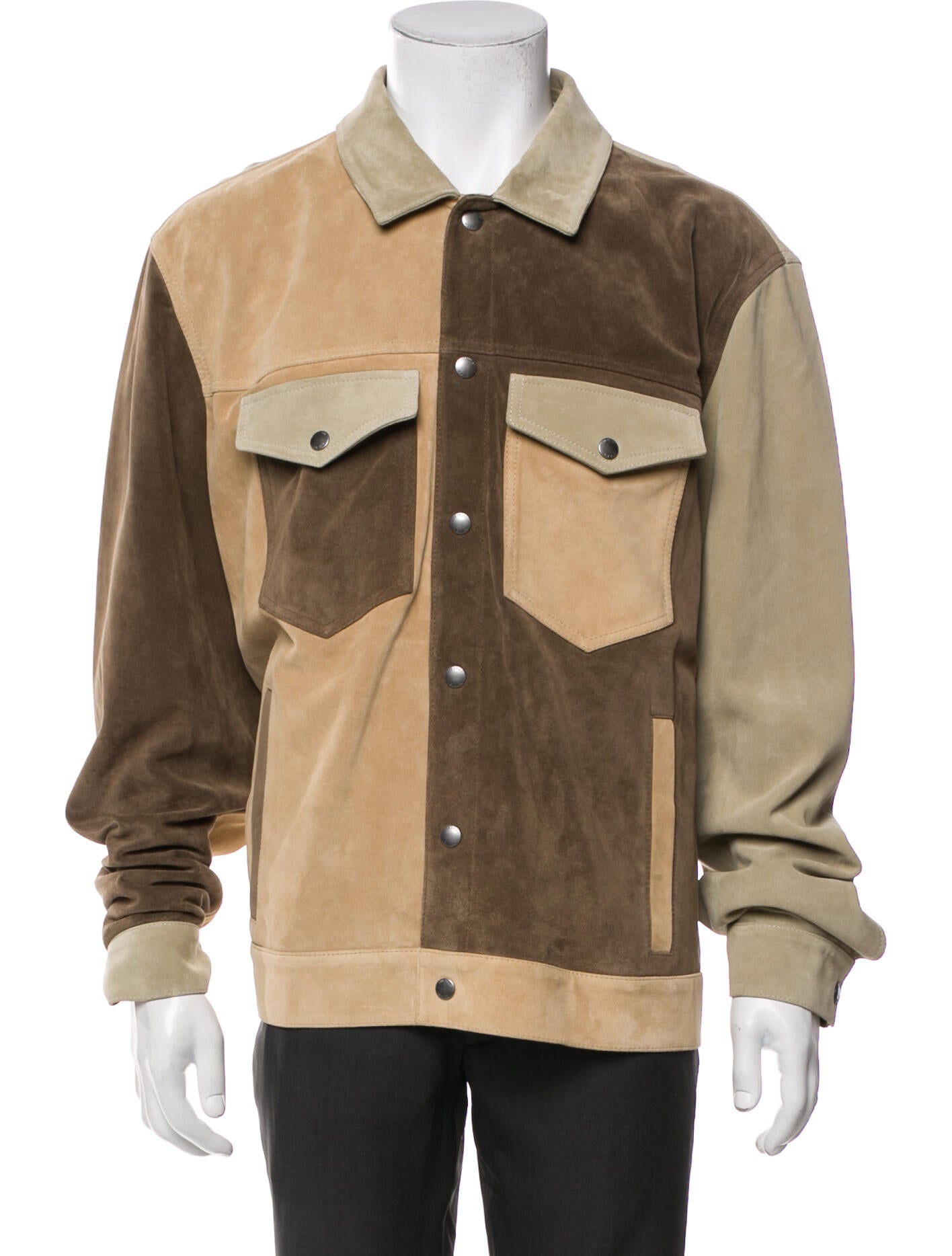 Todd Snyder Calfskin Colorblock Pattern Trucker Jacket