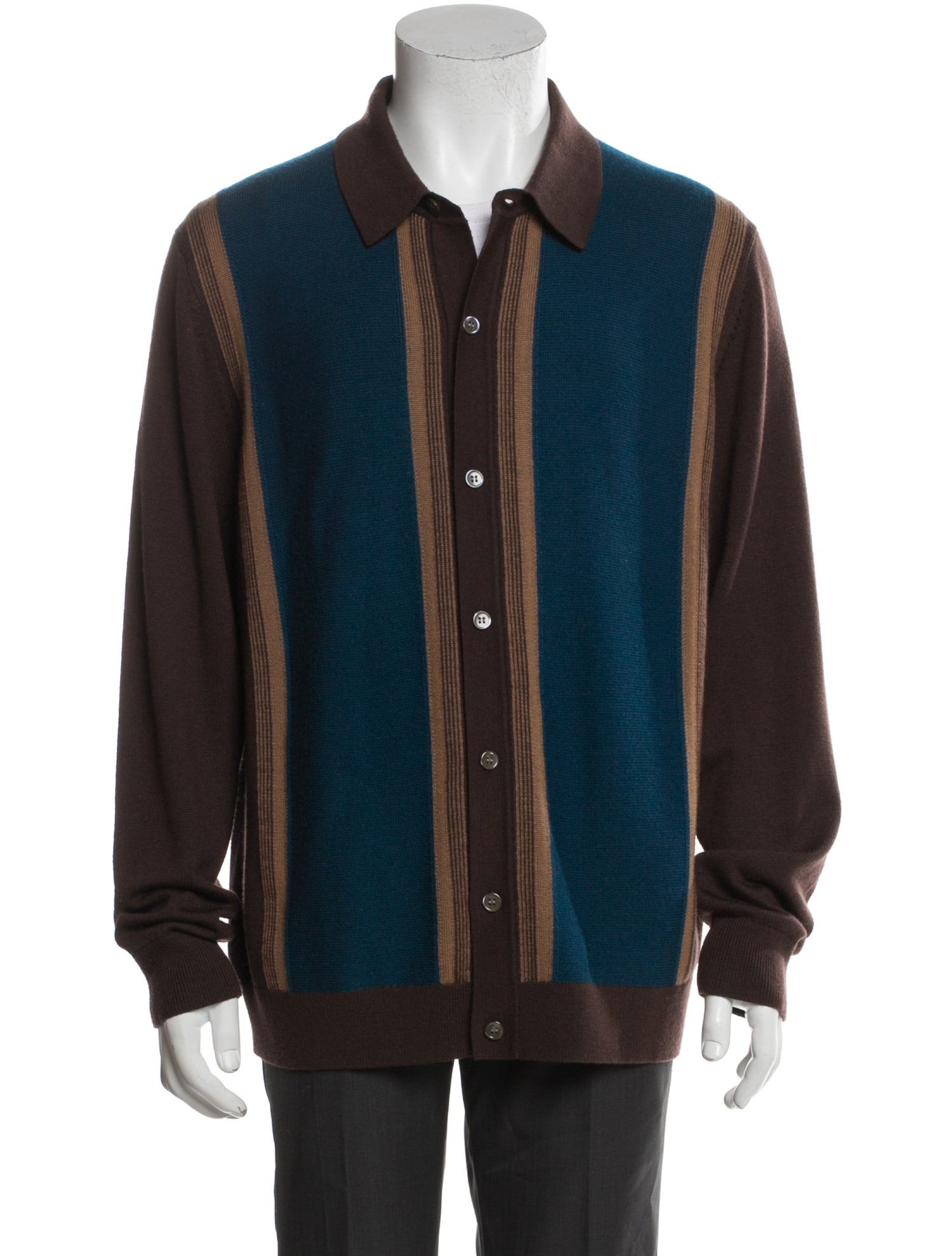 Todd Snyder Merino Wool Colorblock Pattern Cardigan