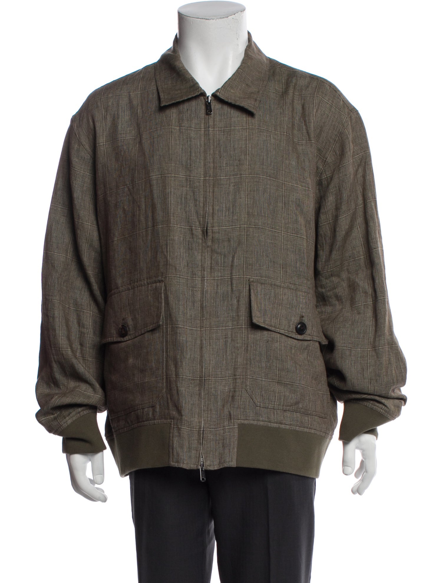 Todd Snyder Linen Plaid Print Utility Jacket