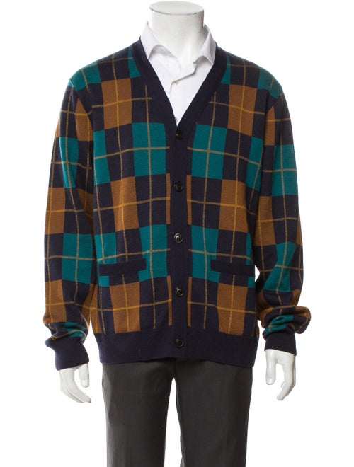Todd Snyder Merino Wool Plaid Print Cardigan