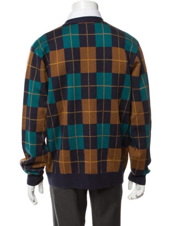 Todd Snyder Merino Wool Plaid Print Cardigan