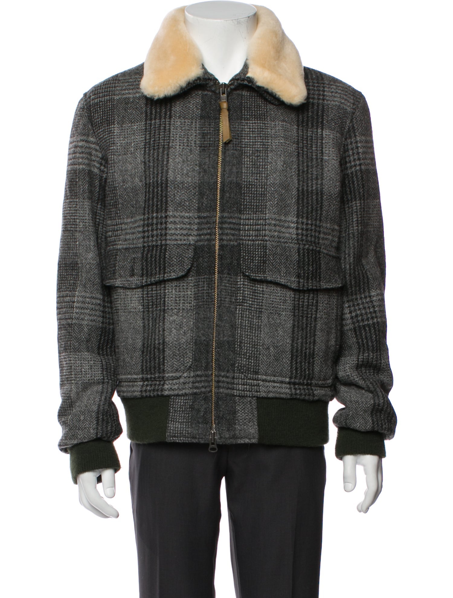 Todd Snyder Wool Plaid Print Bomber Jacket