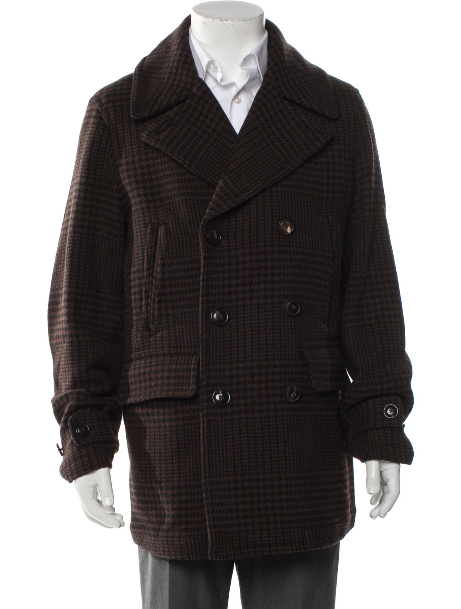 Todd Snyder Wool Houndstooth Print Peacoat